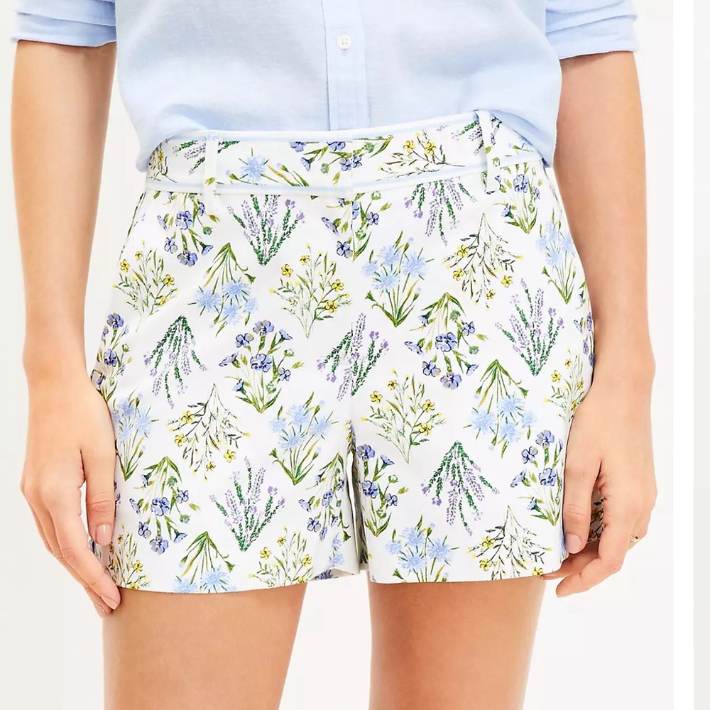 Women’s Loft Floral Riviera Short With Pockets Size 6 Cotton Blend